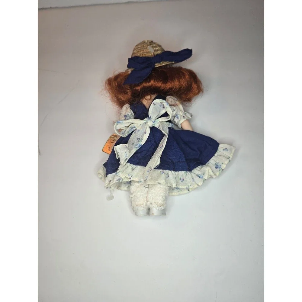Vintage Vogue Doll 8" Ginny 1985 Doll Blue Floral Dress Straw Hat Tag - Picture 3 of 12